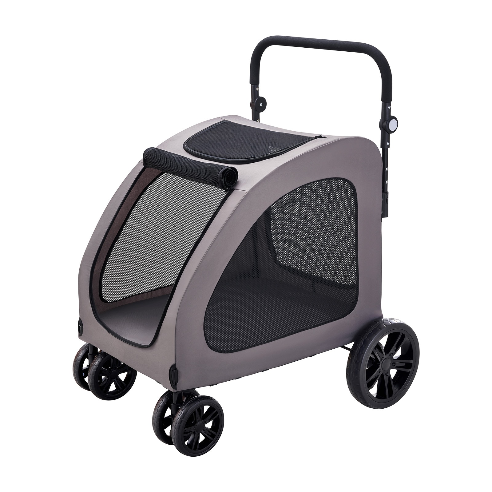 Pet Stroller 4-Wheels Dog Stroller Carrier 160lbs Weight Capacity Portable_voghion.com